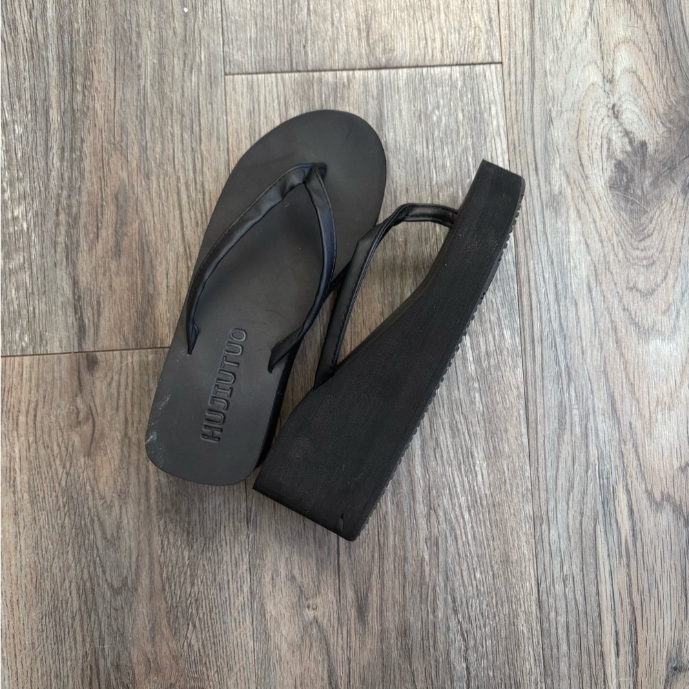 Black Platform Flip Flops